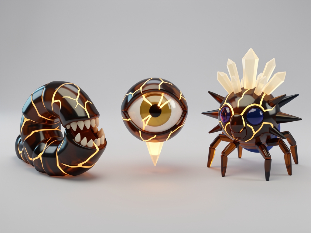 The worm and the watcher eye, in gold: the final enemy look.
