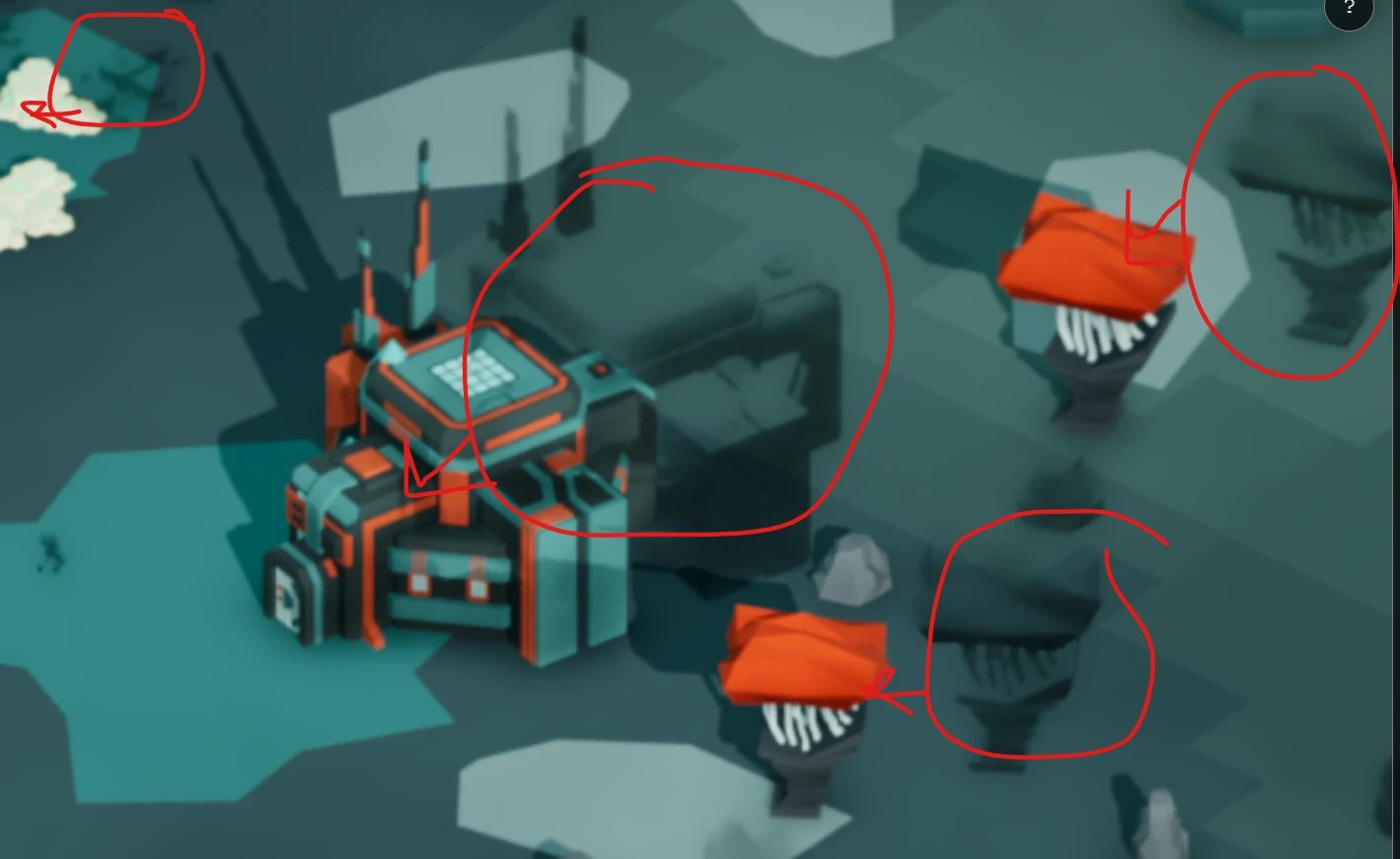 The user's report of a "detached dark shadow" next to buildings, which turned out to be clustered ground plants.