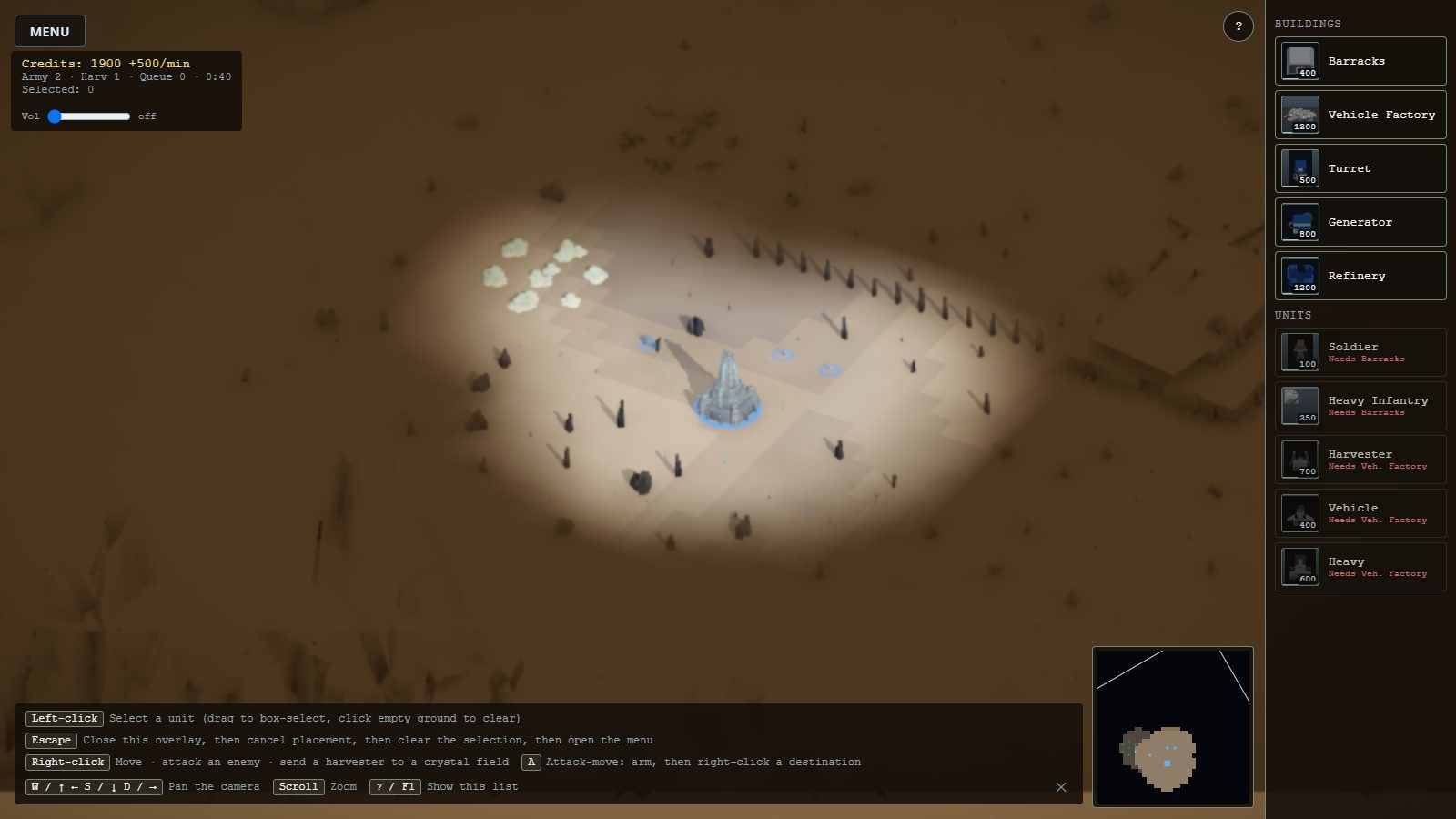Same build zoomed out: the start area under fog.