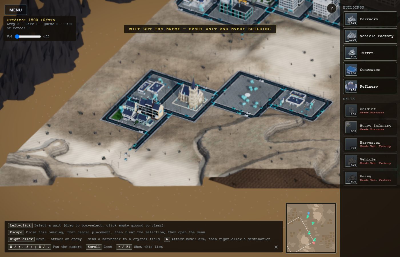 A city whose outline follows the flat ground the map offers.