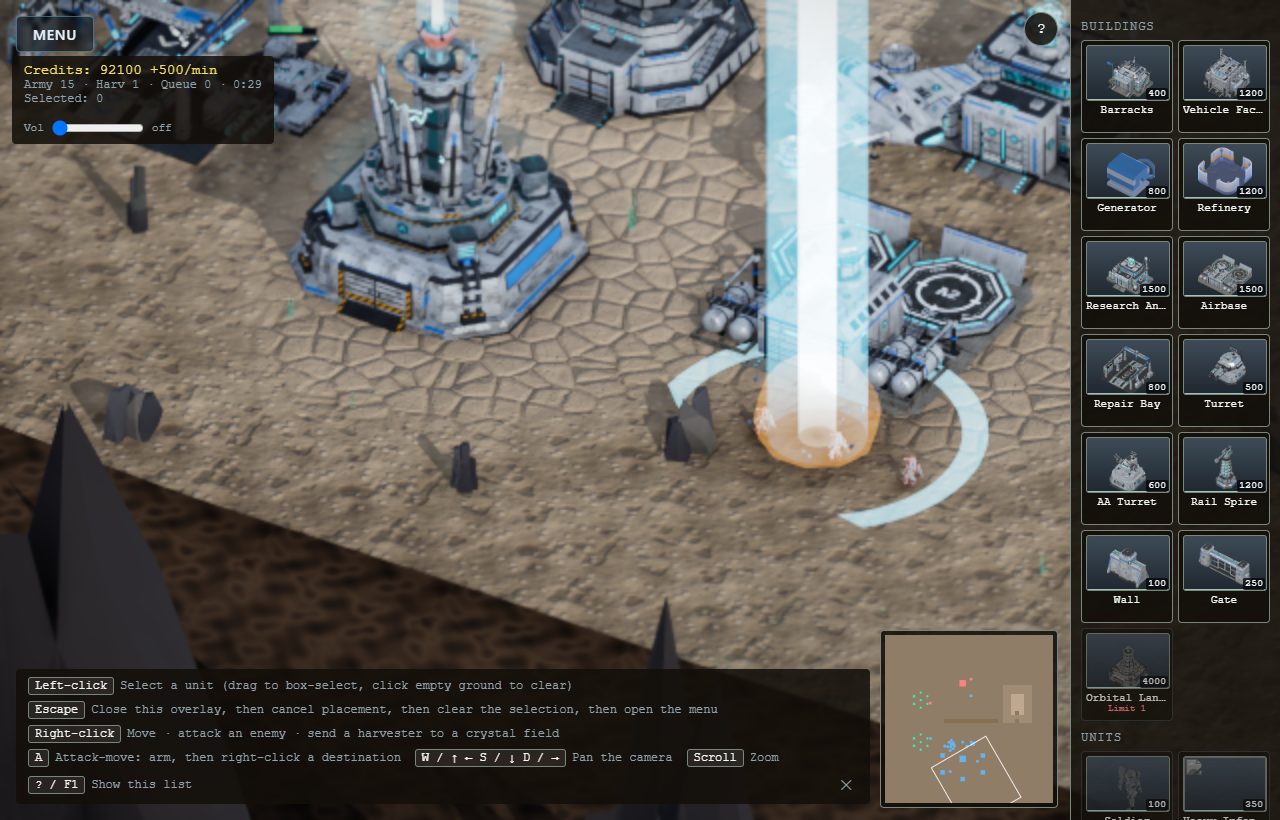 The Orbital Lance superweapon firing.