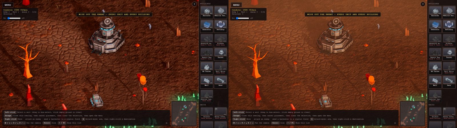 Phase 58.4 on Ember, before and after: per-biome haze and glow.