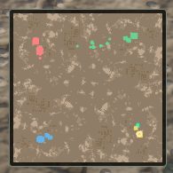 The minimap of a four-player free-for-all on a Large map.