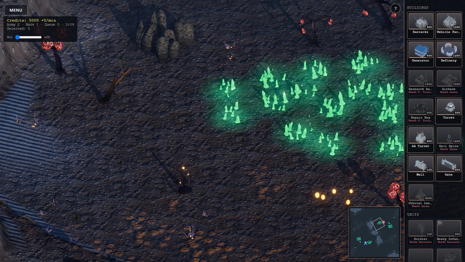 A glowing crystal field