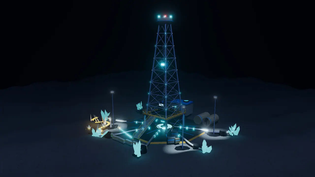 The Deep-Core Drill site, built in code: the first picture of the game.