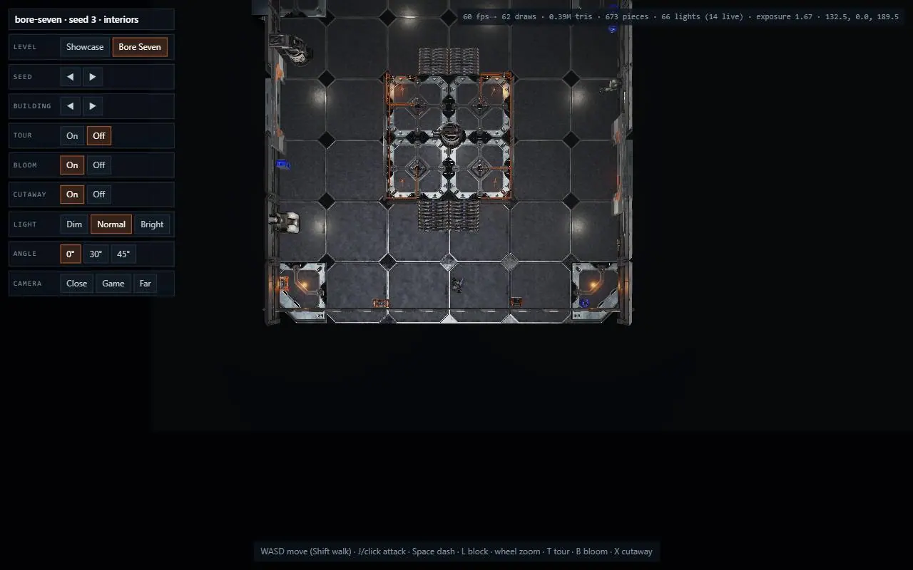 Floor plan, after: halls with side rooms.