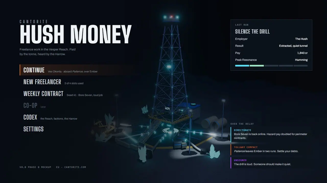 The main-menu mockup, re-rendered with the new name.