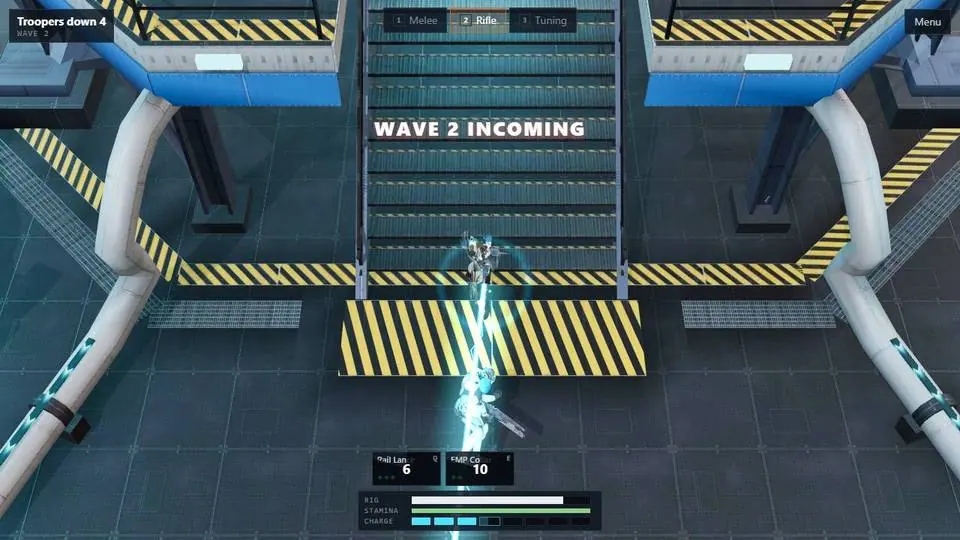 A rail shot, with the second wave announced.