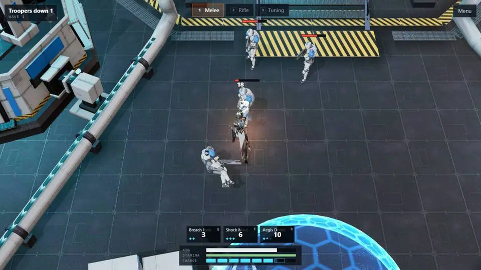 A combo trail behind a melee swing.