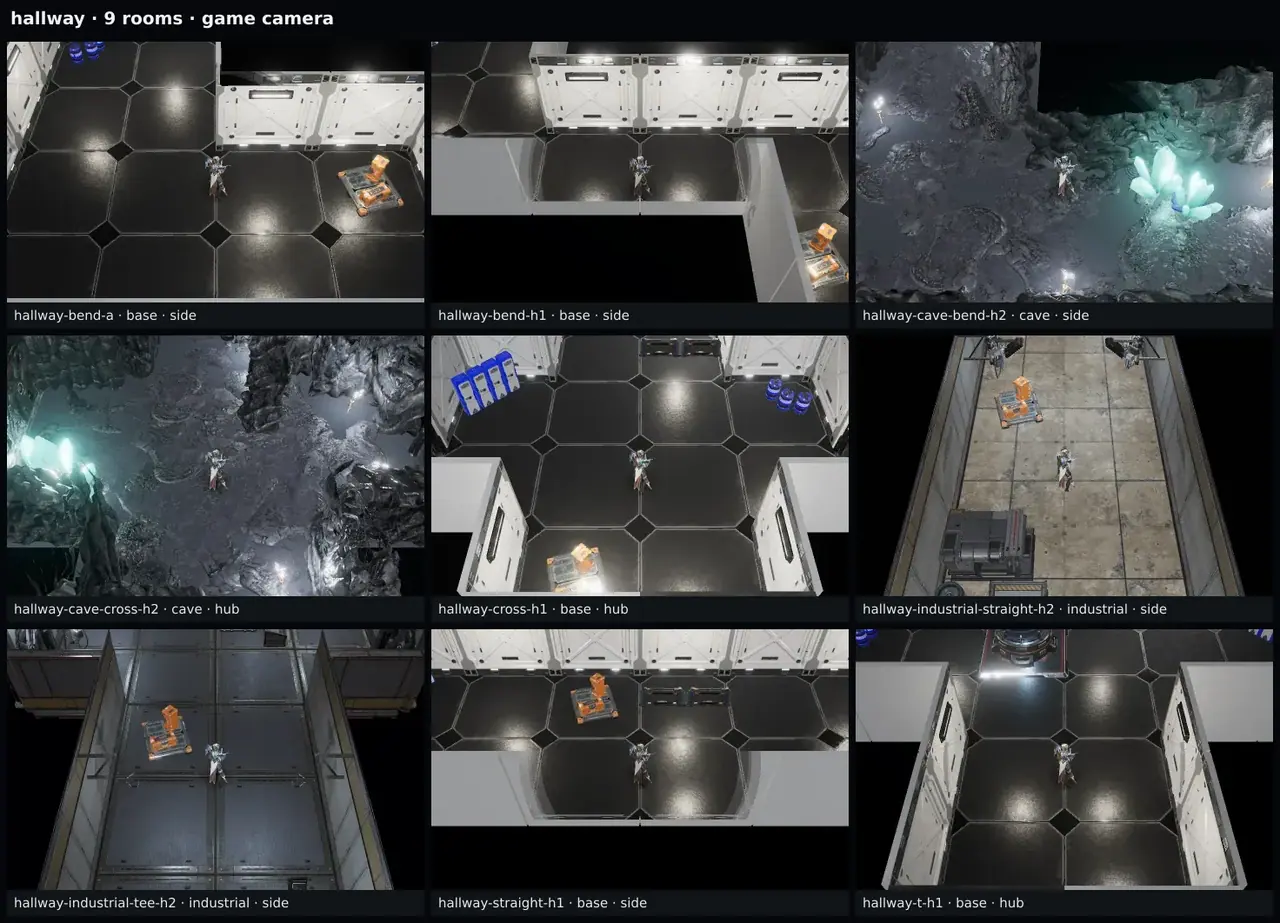 Contact sheet of the hallway rooms at the game camera.