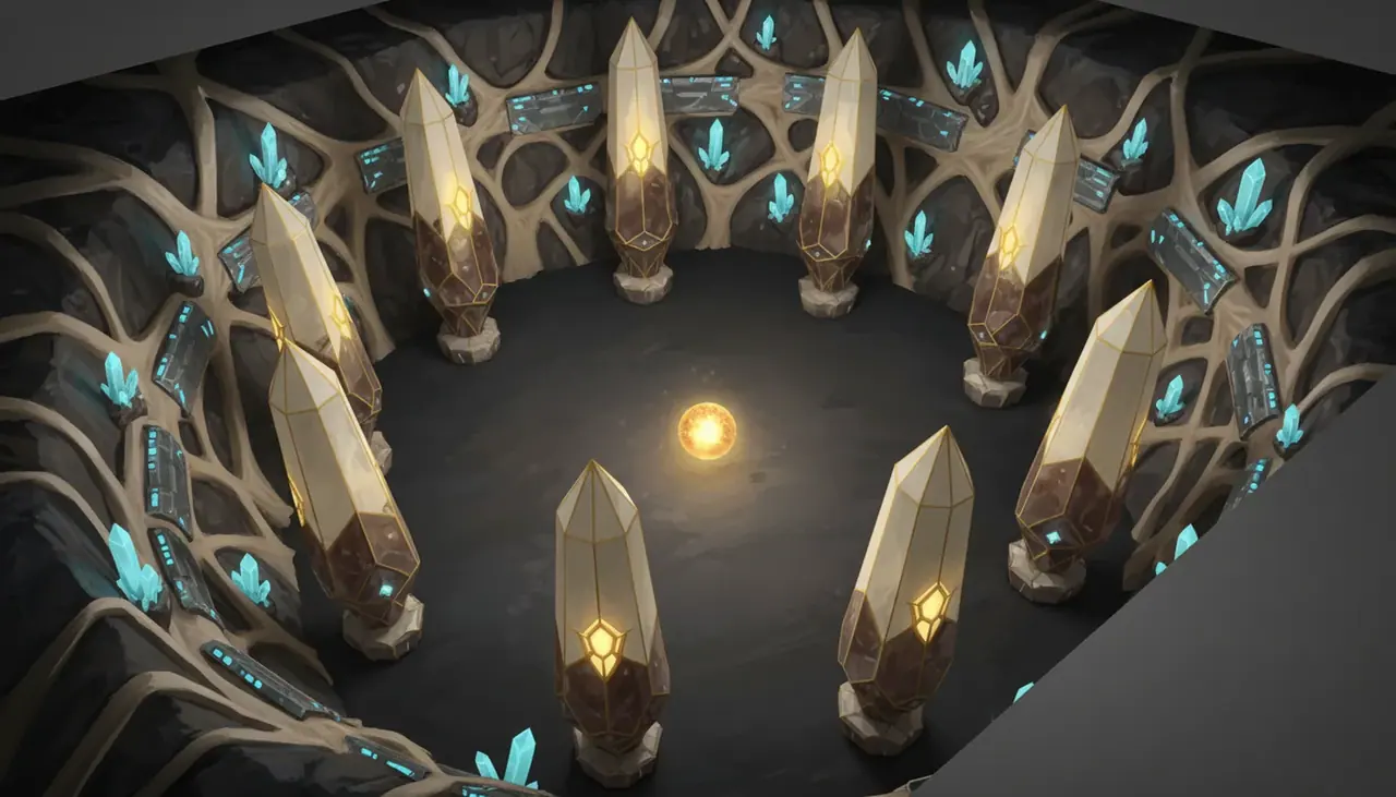 Concept: a choir ring of the Harrow's pillars.
