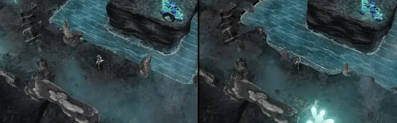 The same lake after it, at the 30-degree far camera.