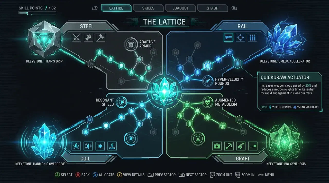 Concept: the Lattice skill tree.
