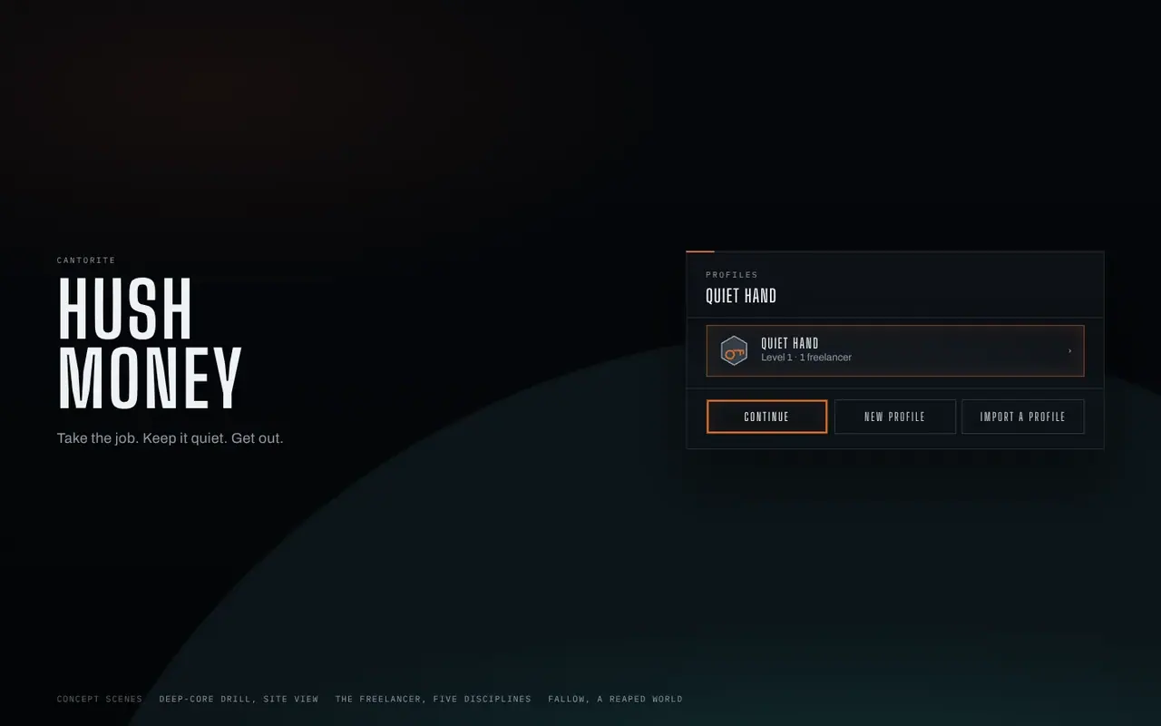 The title screen with the profile picker.