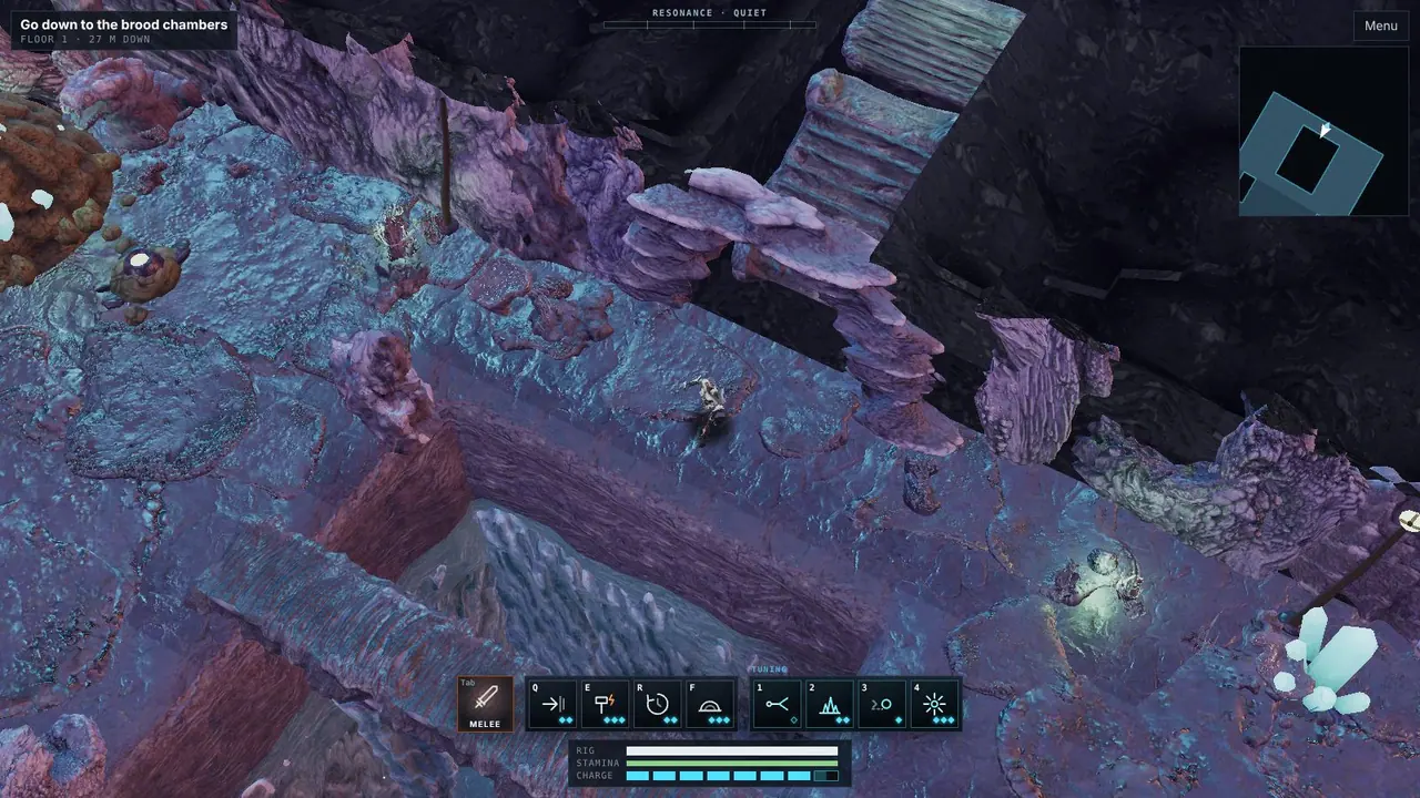 A Swarm hive floor, grown over natural caves.