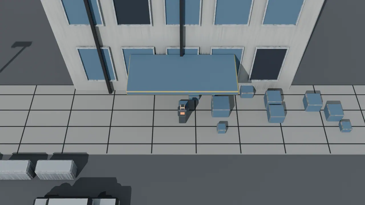 A Blender-built Meridian tower at the game camera.