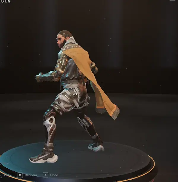 From the side, in motion.