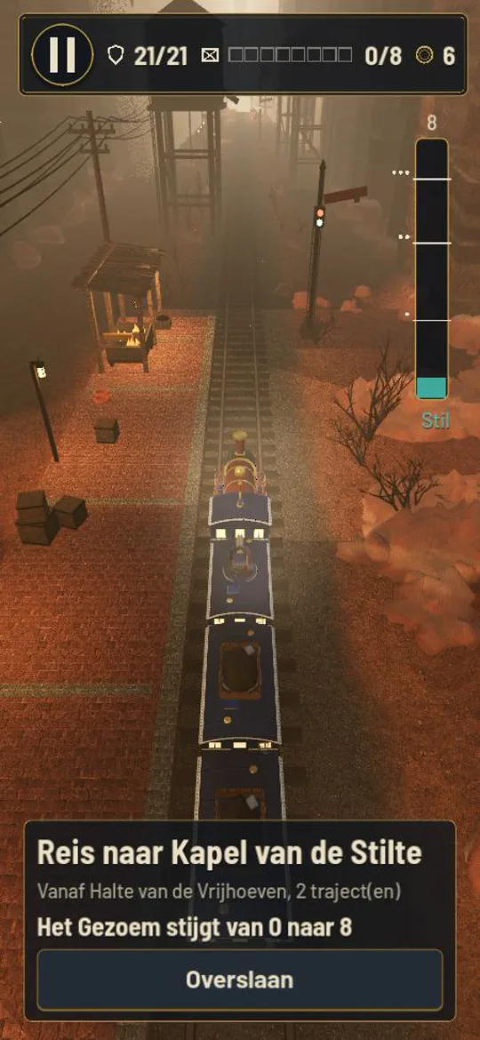 Travel between stations in the 3D stage (Dutch locale).