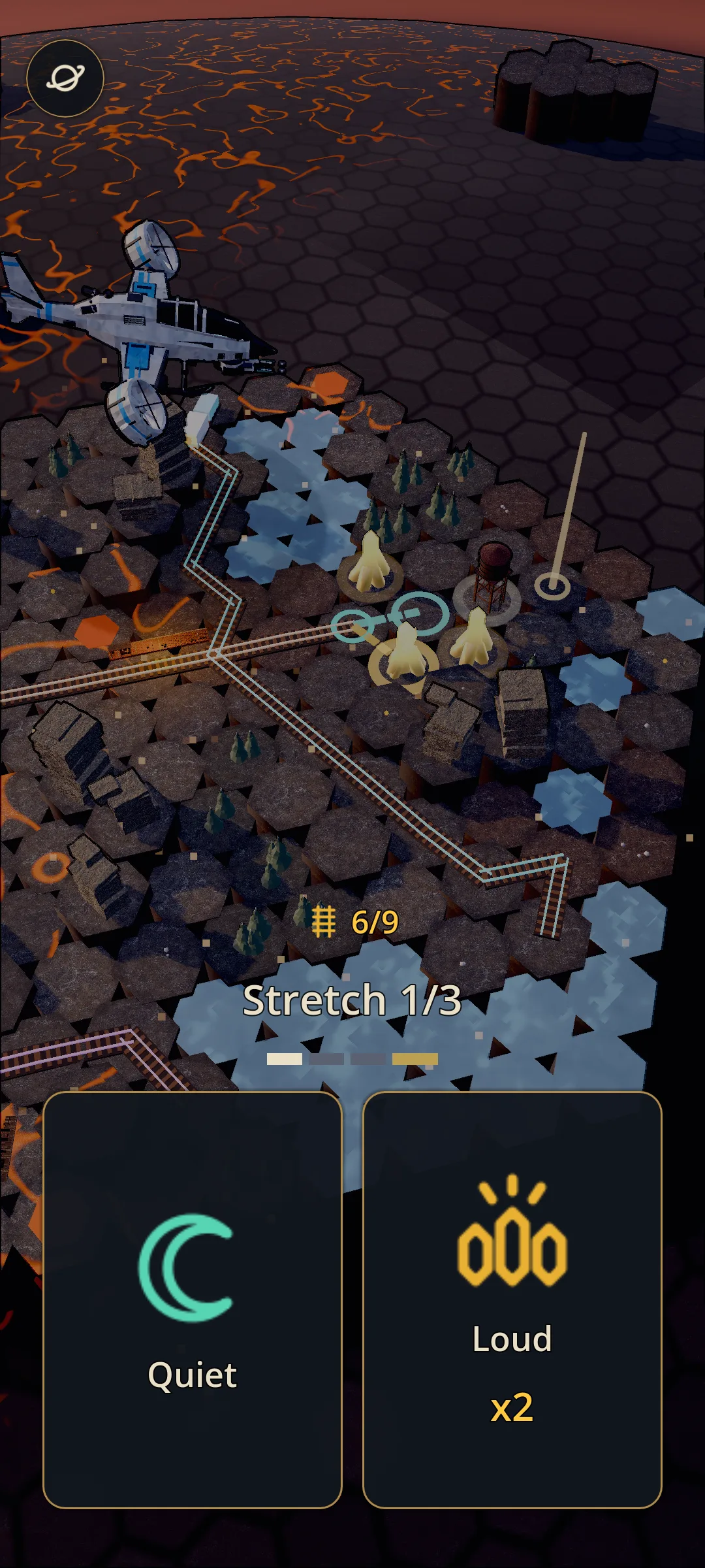A region of the Reach map: the line runs in, and the next stretch is quiet or loud.